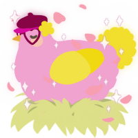 A pink and yellow chicken