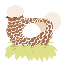 A brown and cream chicken with a lace pattern