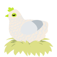A cream and mist chicken with a lace pattern