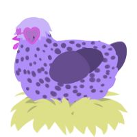 A lilac and overcast chicken with a speckle pattern