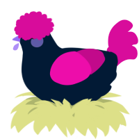 A tumblr and fuchsia chicken