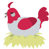 berry, a mist and crimson chicken with a head pattern