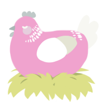 A pink and white chicken with a neck-band pattern