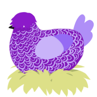 A violet and lilac chicken with a double-lace pattern
