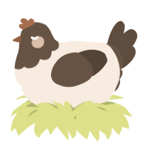 A cream and bark chicken with a head pattern