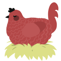 A red chicken with a lace pattern