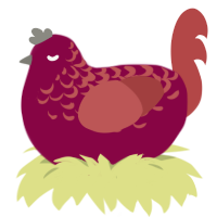 Red Wine Supernova, a maroon and red chicken with a half-lace pattern