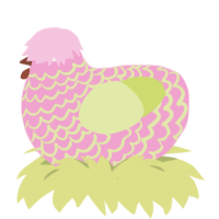 A pink and lemon chicken with a lace pattern