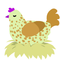 Pistachio, a apple and gold chicken with a speckle pattern