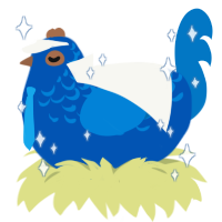 A ultramarine and sapphire chicken with a half-lace pattern