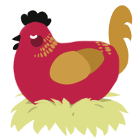 A crimson and gold chicken with a neck-band pattern