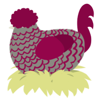A ash and maroon chicken with a lace pattern