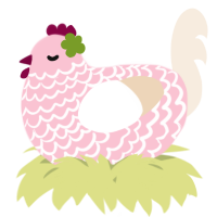 A rose and cream chicken with a lace pattern