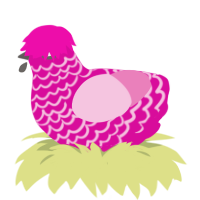 Closet, a fuchsia and pink chicken with a lace pattern