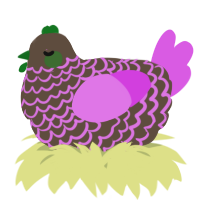 A bark and orchid chicken with a lace pattern