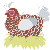 A russet and mist chicken with a lace pattern