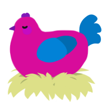 A fuchsia and sapphire chicken
