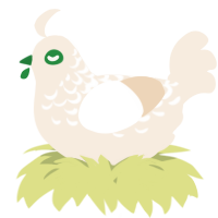 A cream chicken with a half-lace pattern