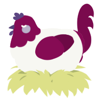 A white and wine chicken with a head pattern