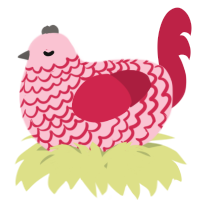 A rose and crimson chicken with a lace pattern