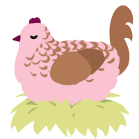A rose and brown chicken with a half-lace pattern