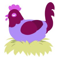 Growing Ravine, a lilac and wine chicken with a head pattern