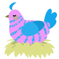 Care Flower, a lavender and sky chicken with a bar pattern