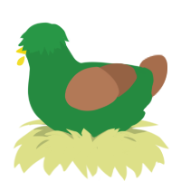 A viridian and brown chicken