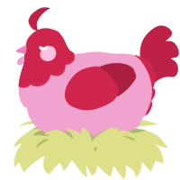 A pink and crimson chicken with a head pattern