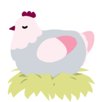 A mist and rose chicken with a head pattern