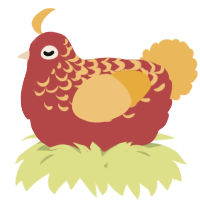 A red and honey chicken with a half-lace pattern