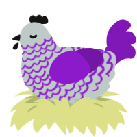 A silver and violet chicken with a lace pattern