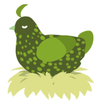 A olive and chartreuse chicken with a speckle pattern