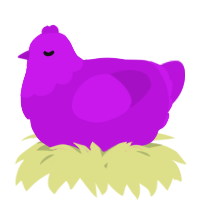 A amethyst chicken with a head pattern