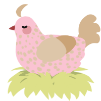 A rose and beige chicken with a speckle pattern
