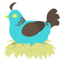 A aqua and bark chicken with a neck-band pattern