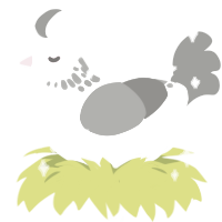 Snow, a white and ash chicken with a neck-speckle pattern