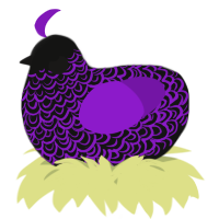 A black and violet chicken with a double-lace pattern