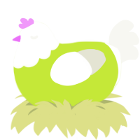 A lime and white chicken with a head pattern