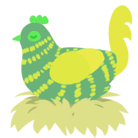 A brown and indigo chicken with a bar pattern