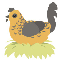 Penicillined puddin, a honey and grey chicken with a half-lace pattern