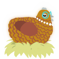 A ochre and russet chicken with a lace pattern