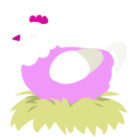 Pink winter, a lavender and white chicken with a head pattern