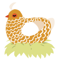 A orange and cream chicken with a lace pattern