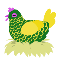 A leaf and yellow chicken with a lace pattern