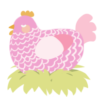 A pink and rose chicken with a lace pattern