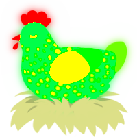 A spring and grass chicken with a speckle pattern