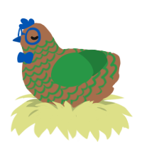 A brown and viridian chicken with a lace pattern