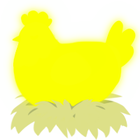 A lime chicken with a head pattern