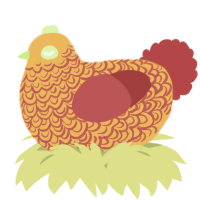A honey and red chicken with a double-lace pattern